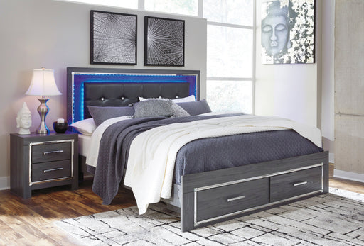 Lodanna Gray King Platform Bed with 2 Storage Drawers - DMV FurnitureKing Bed