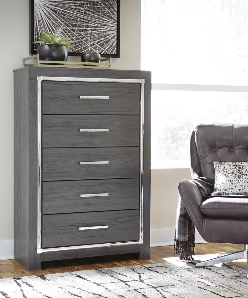 Lodanna Gray King Storage Bed, Chest and 2 Nightstands - B214B47