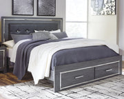Lodanna Gray King Storage Bed, Dresser, Mirror and 2 Nightstands - B214B35