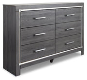 Lodanna Gray King Upholstered Panel Bed, Dresser, Chest and 2 Nightstands - B214B43