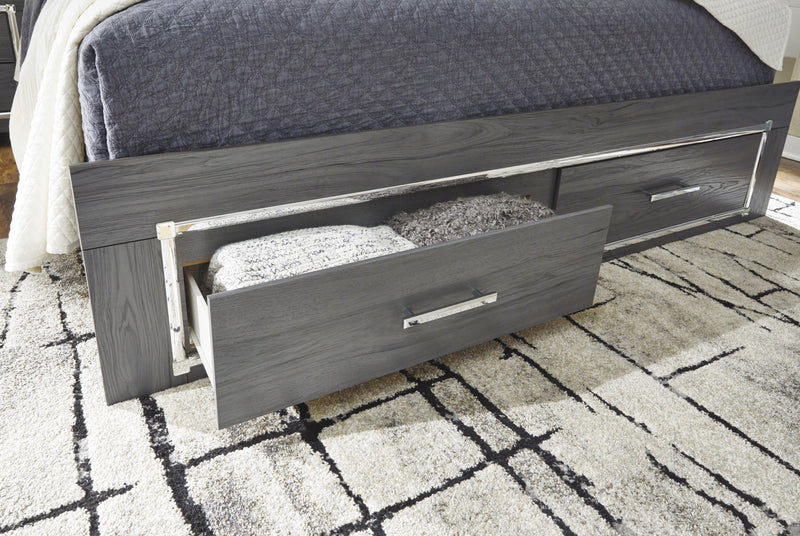 Lodanna Gray Queen LED Storage Bed - DMV FurnitureQueen Bed