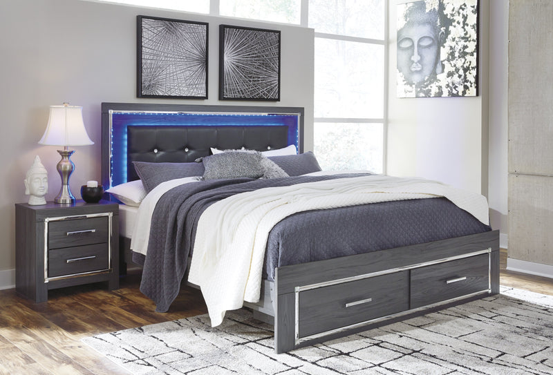 Lodanna Gray Queen LED Storage Bed - DMV FurnitureQueen Bed