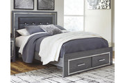 Lodanna Gray Queen Platform Bed with 2 Storage Drawers - DMV FurnitureQueen Bed