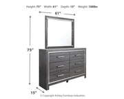 Lodanna Queen Panel Bed with Mirrored Dresser and Nightstand in Gray - PKG014081