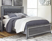 Lodanna Queen Panel Bed with Mirrored Dresser and Nightstand in Gray - PKG014081