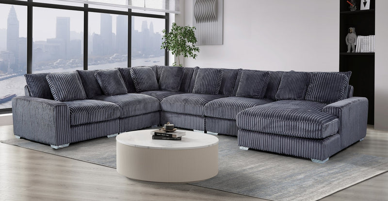 London Gray 6-pc Sectional Raf Chaise - LNDN-GY-6-PC-SC-RF-C