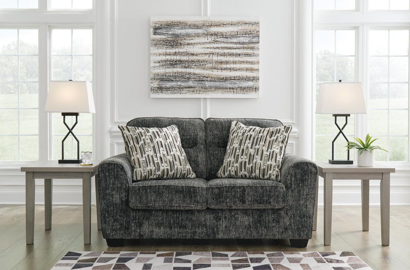 Lonoke Gunmetal Loveseat, Oversized Chair and Ottoman - 50504U10