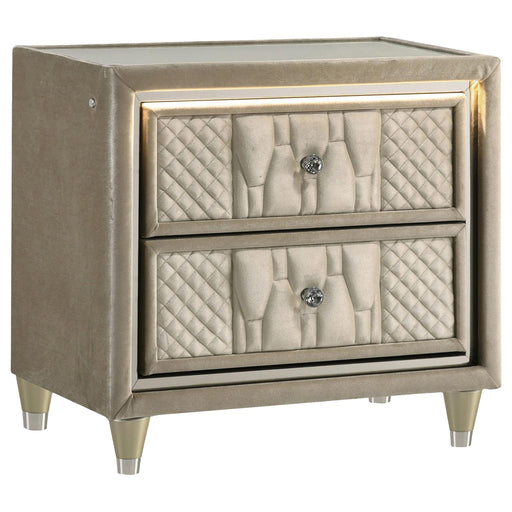 Lorient 2-drawer LED Nightstand with USB Ivory and Camel - 222662