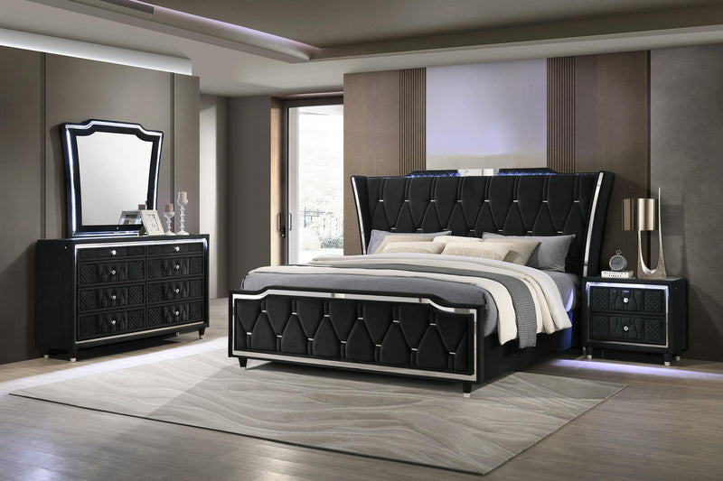 Lorient 4-piece California King Bedroom Set Black - 223161KW-S4