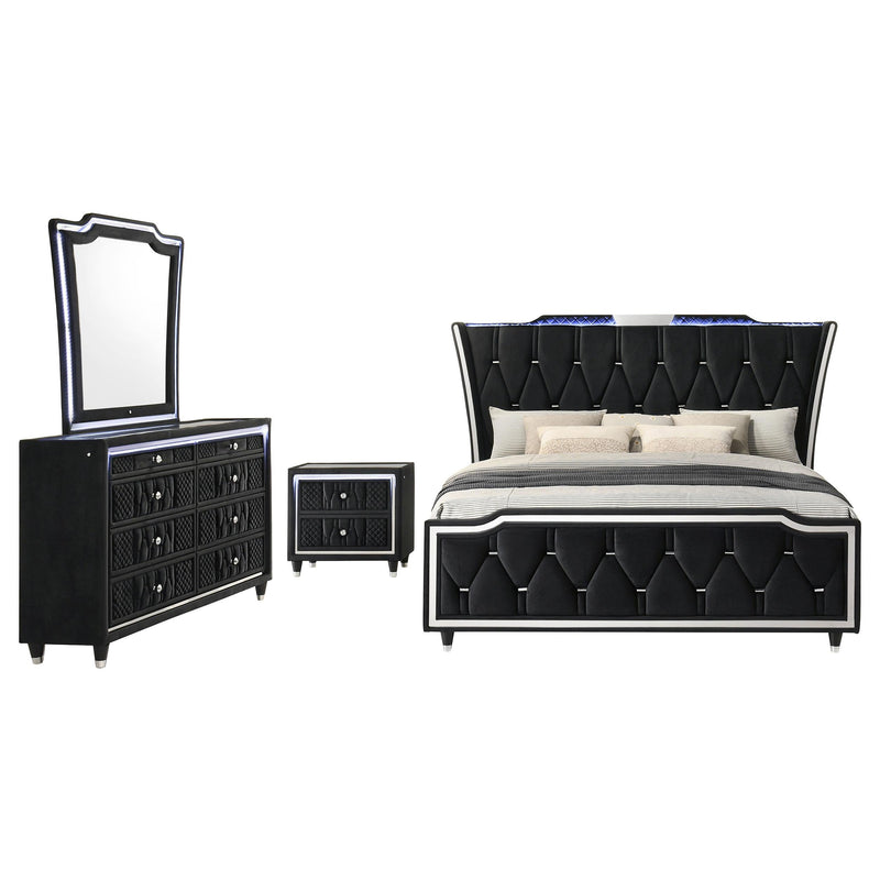 Lorient 4-piece California King Bedroom Set Black - 223161KW-S4