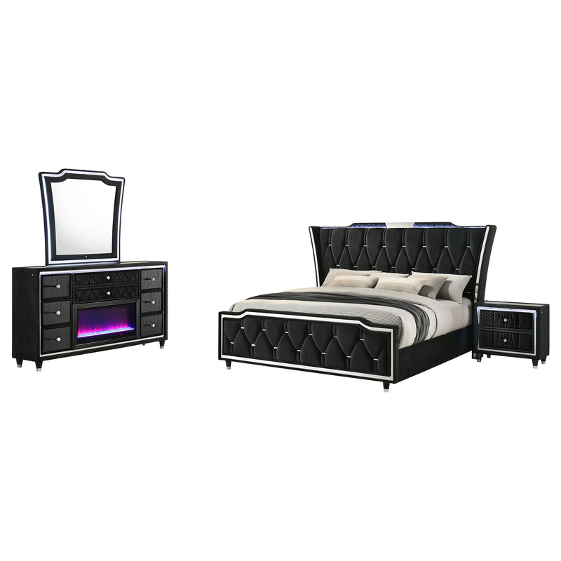 Lorient 4-piece California King Bedroom Set Black - 223161KW-S4B