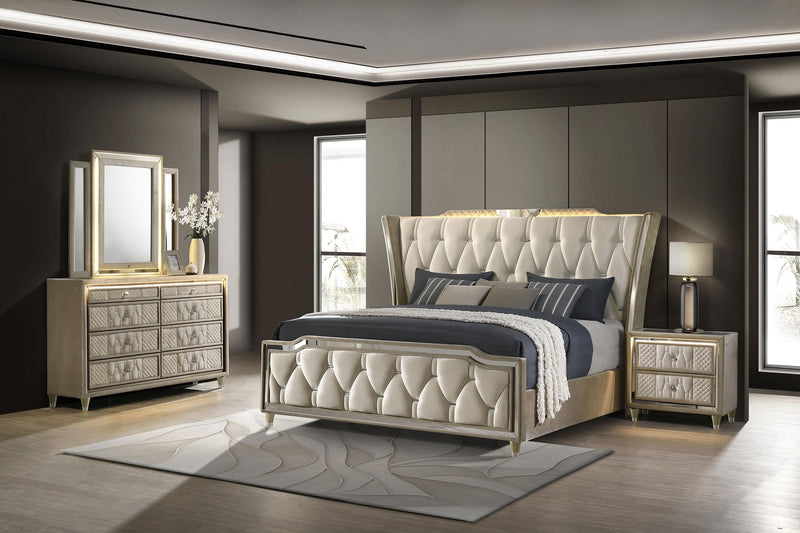 Lorient 4-piece California King Bedroom Set Ivory and Camel - 222661KW-S4