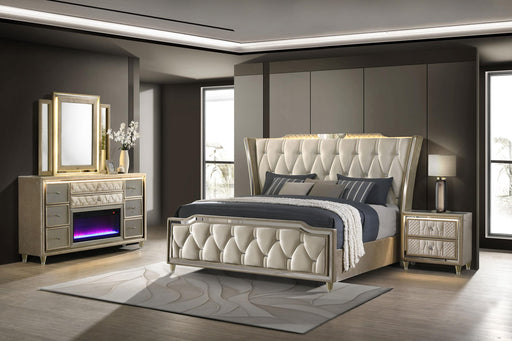 Lorient 4-piece California King Bedroom Set Ivory and Camel - 222661KW-S4B