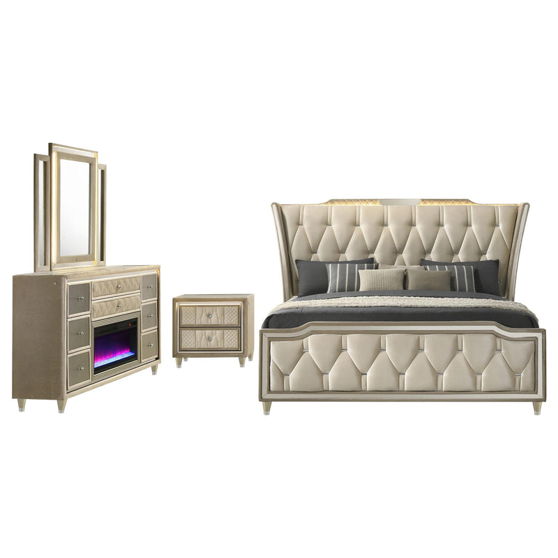 Lorient 4-piece California King Bedroom Set Ivory and Camel - 222661KW-S4B
