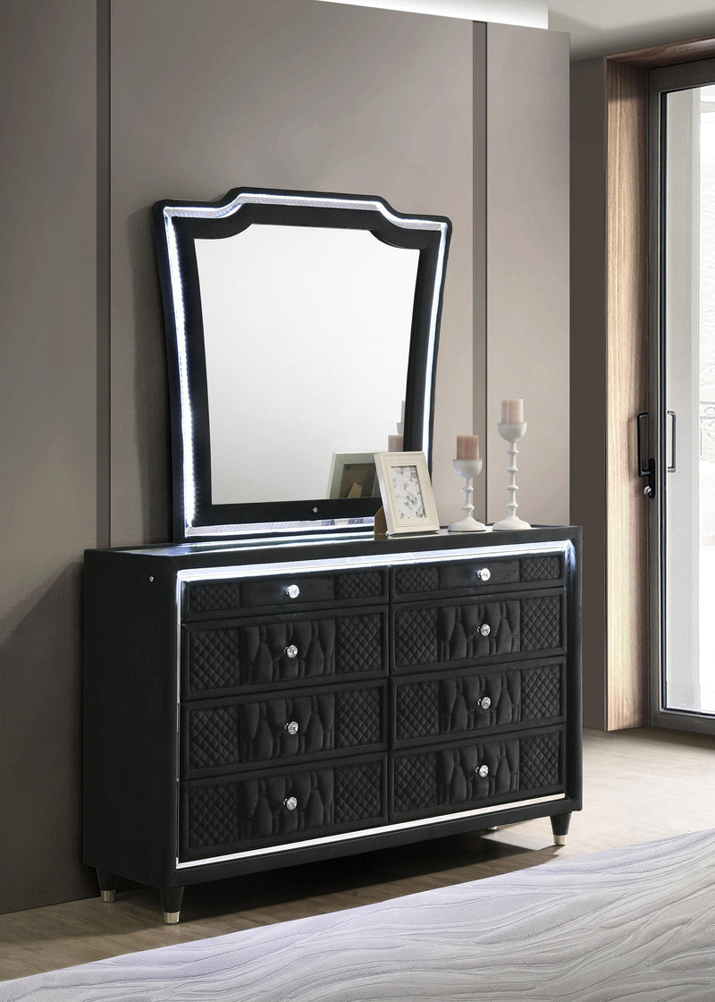 Lorient 8-drawer LED Dresser with Mirror Black - 223163M