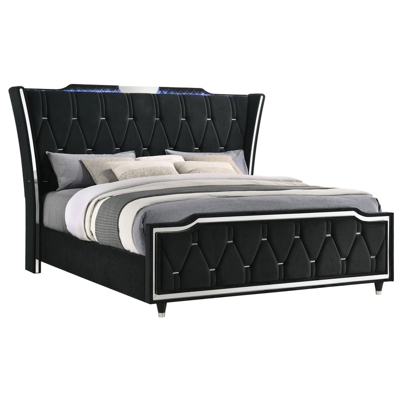 Lorient California King LED Upholstered Bed Black - 223161KW