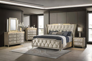 Lorient California King LED Upholstered Bed Ivory and Camel - 222661KW