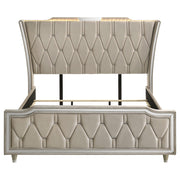 Lorient California King LED Upholstered Bed Ivory and Camel - 222661KW
