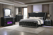 Lorient Eastern King LED Upholstered Bed Black - 223161KE