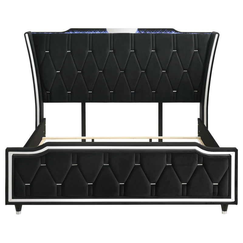 Lorient Eastern King LED Upholstered Bed Black - 223161KE