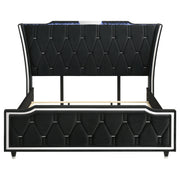 Lorient Eastern King LED Upholstered Bed Black - 223161KE