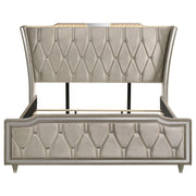 Lorient Eastern King LED Upholstered Bed Ivory and Camel - 222661KE