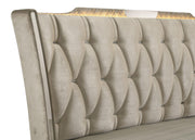 Lorient Queen LED Upholstered Wingback Bed Ivory and Camel - 222661Q