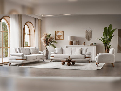 Loris 3-pieces (Sofa & Loveseat & Chair) Livingroom Set - Brown in Cream - 200-ST-LORI-SOFT03-321