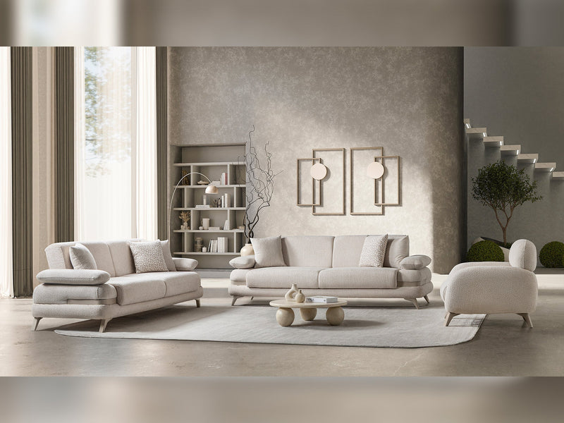 Loris 3-pieces (Sofa & Loveseat & Chair) Livingroom Set - Cream in Cream - 200-ST-LORI-ISTANBUL01-321