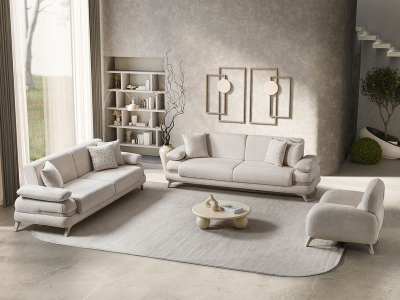Loris 3-pieces (Sofa & Loveseat & Chair) Livingroom Set - Cream in Cream - 200-ST-LORI-ISTANBUL01-321