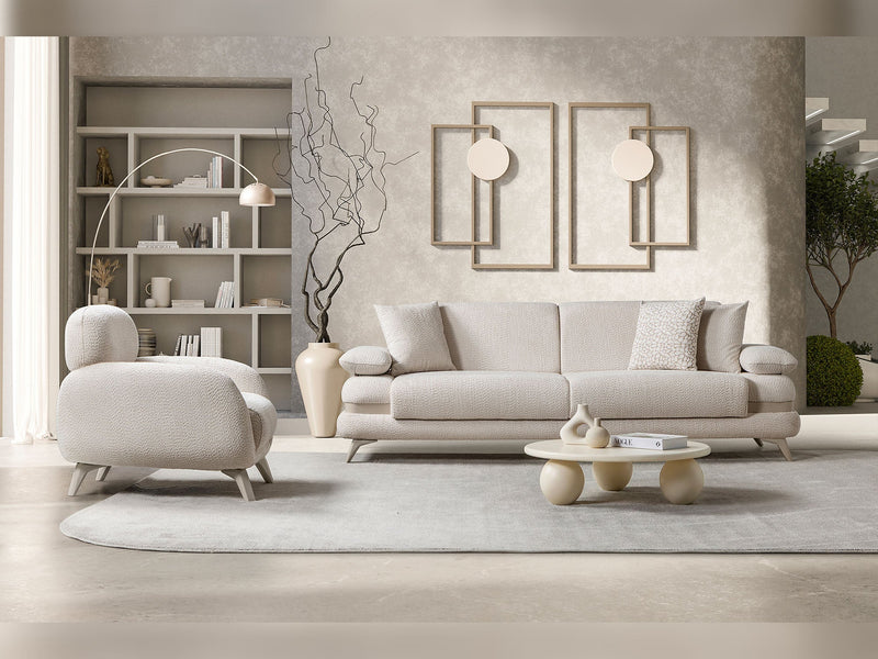 Loris 3-pieces (Sofa & Loveseat & Chair) Livingroom Set - Cream in Cream - 200-ST-LORI-ISTANBUL01-321