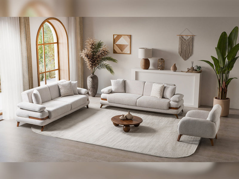 Loris Convertible Loveseat - Brown in Cream - 200-ST-LORI-SOFT03-2