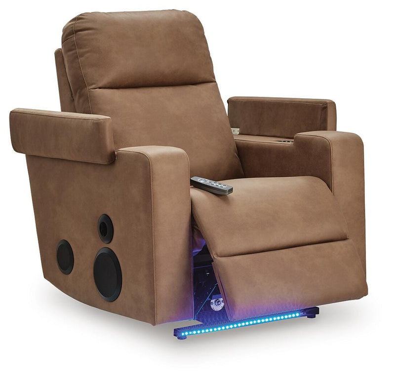 Lorrenton Caramel Power Glider Recliner with Audio System - PC9022042A