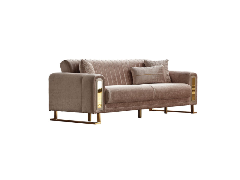 Lotus 4-pieces (2 Sofa & 2 Chair) Livingroom Set Cream in Cream - 101-LOT-13553-3311