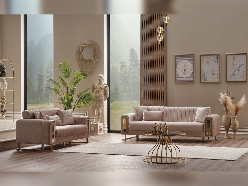 Lotus Convertible Loveseat Cream in Cream - 101-LOT-13553-2