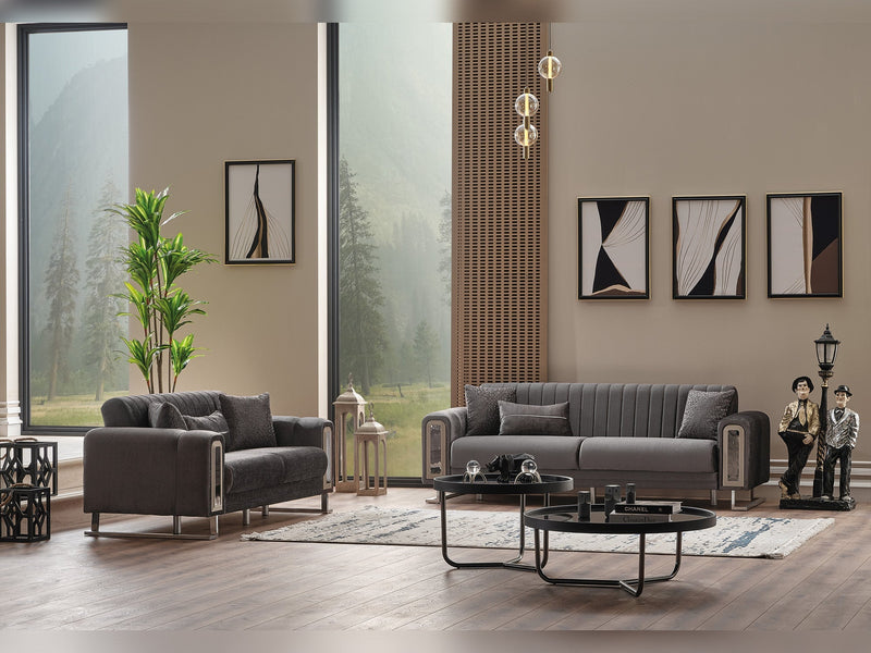 Lotus Convertible Loveseat Grey in Grey - 101-LOT-14245-2