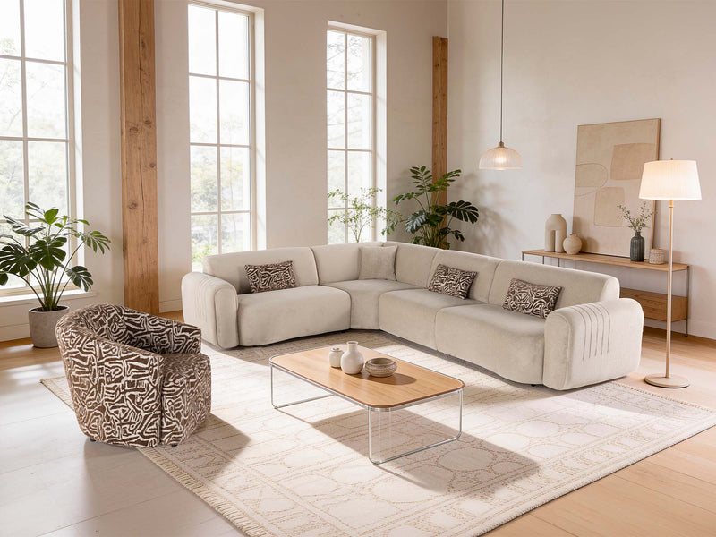 Lotus Sectional Sofa in Beige - 200-ZEN-LOT-BEI-S