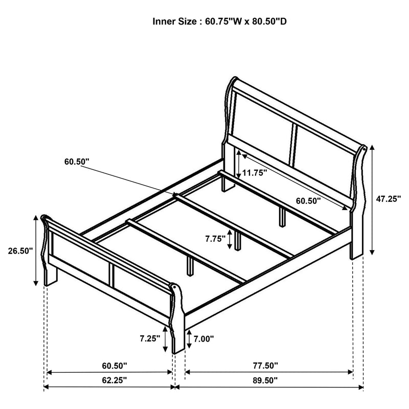 Louis Philippe 47-inch Queen Sleigh Panel Bed White - 202441Q