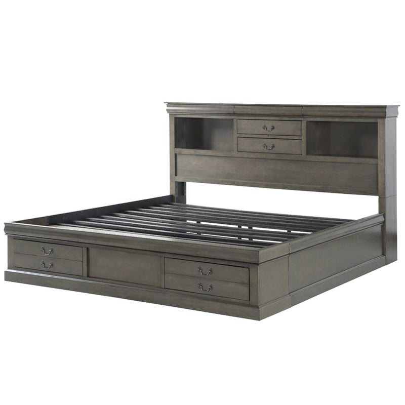 Louis Philippe III Queen Bed W/Storage - 24930Q