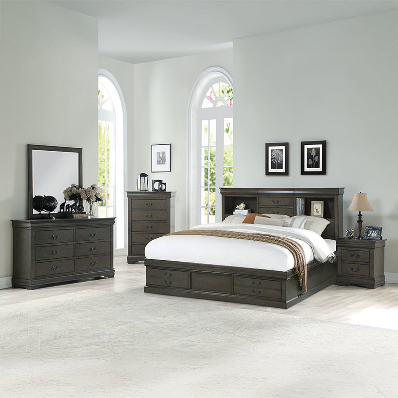 Louis Philippe III Queen Bed W/Storage - 24930Q