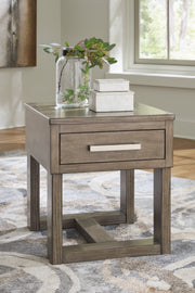 Loyaska Grayish Brown/White End Table - T854-3