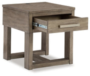Loyaska Grayish Brown/White End Table - T854-3
