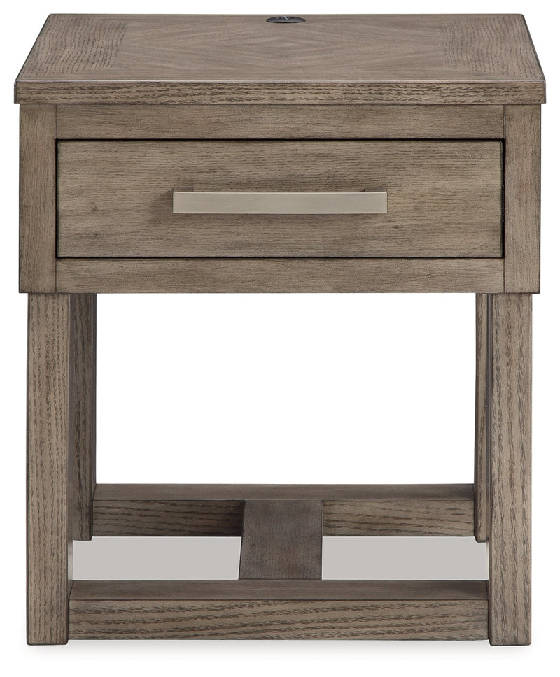 Loyaska Grayish Brown/White End Table - T854-3
