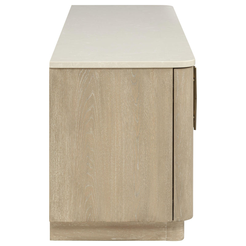 Lucaire 4-Door TV Stand for TVs up to 77 Inches Honed Cream and Sandstone - 706743