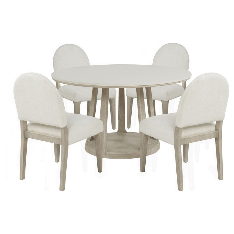 Lucaire 5-piece 54-inch Round Cultured Marble Dining Set Cream - 105967-S5A
