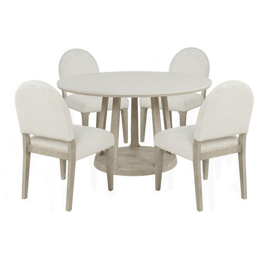 Lucaire 5-piece 54-inch Round Cultured Marble Dining Set Cream - 105967-S5A