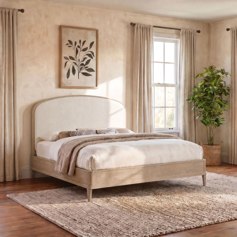 Lucaire Eastern King Upholstered Panel Bed Sandstone - 225181KE