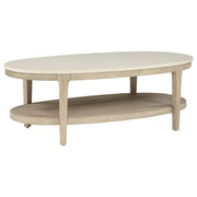 Lucaire Oval Cultured Marble Top Coffee Table Honed Cream and Sandstone - 706748