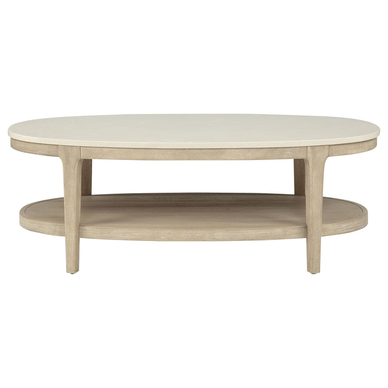 Lucaire Oval Cultured Marble Top Coffee Table Honed Cream and Sandstone - 706748