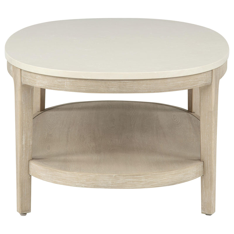 Lucaire Oval Cultured Marble Top Coffee Table Honed Cream and Sandstone - 706748
